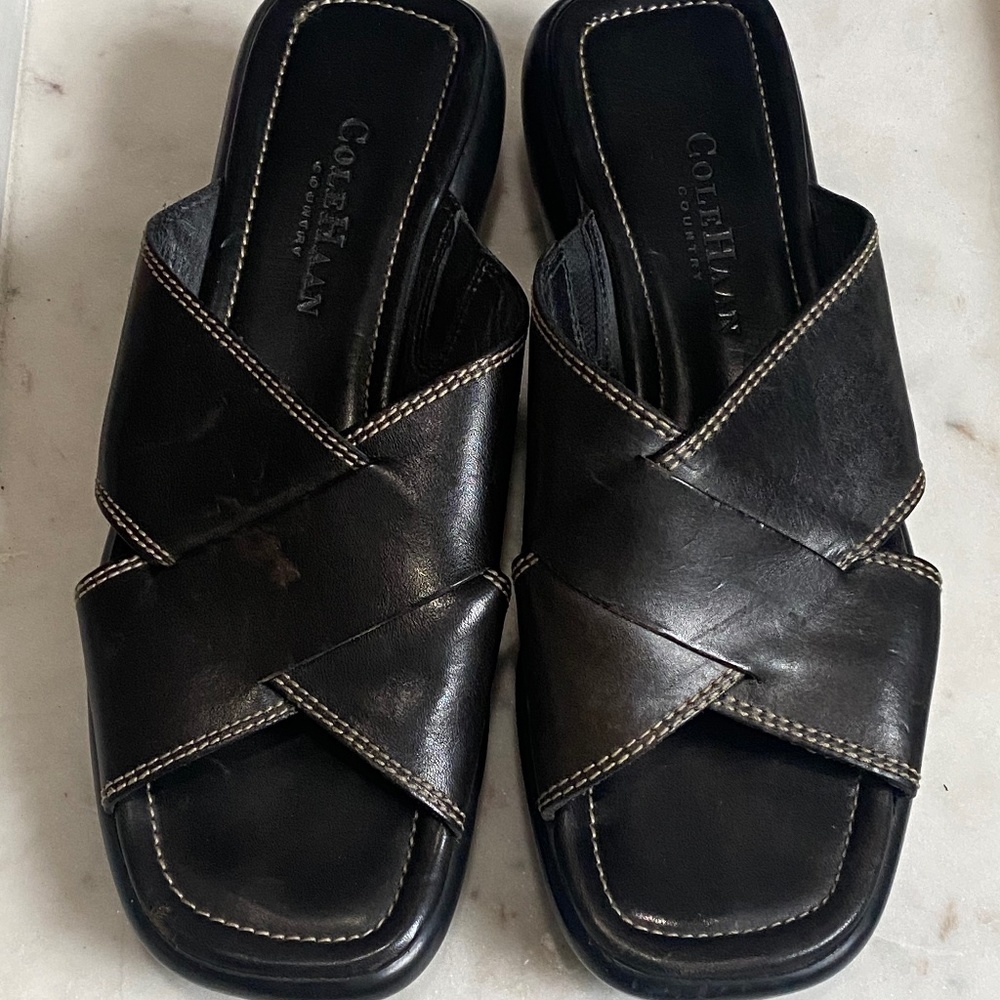 COLE Haan black slides sandals